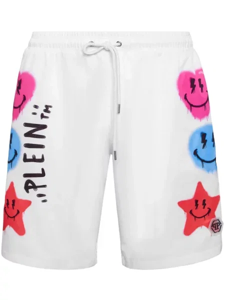 Slip de baie Philipp Plein cu imagine alb