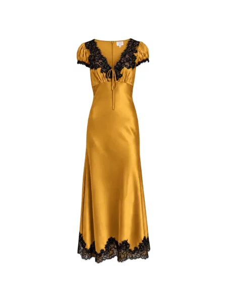 Rochie maxi Cinq A Sept din dantelă galben