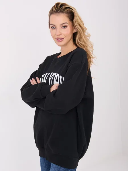 Pulover Factory Price z napisom črna