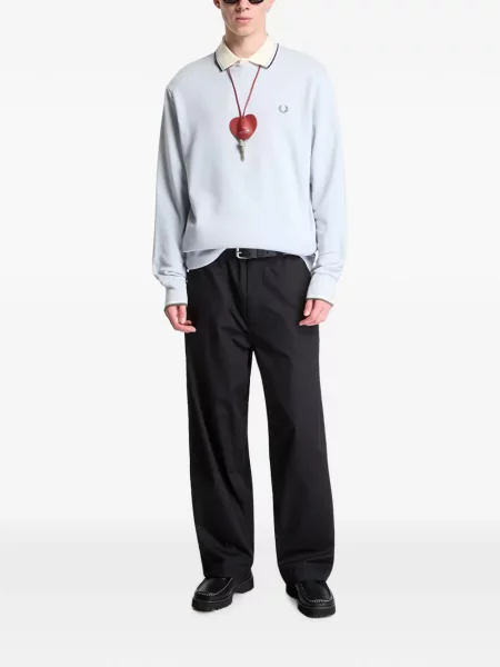 Siuvinėtas džemperis Fred Perry apvaliu kaklu mėlyna