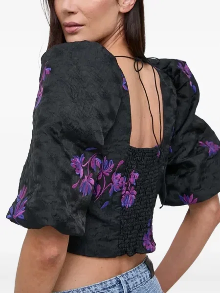 Top Custommade cu model floral negru