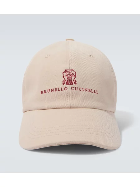 Șapcă Brunello Cucinelli din canvas cu autograf bej