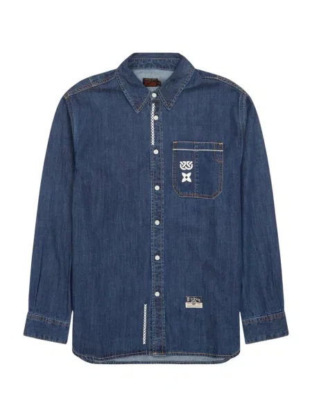 Evisu koszula jeansowa Daicock Printed granatowy regular z kołnierzykiem klasycznym niebieski