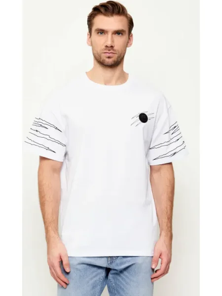 Plein Sport Tricou Outline Scratch alb