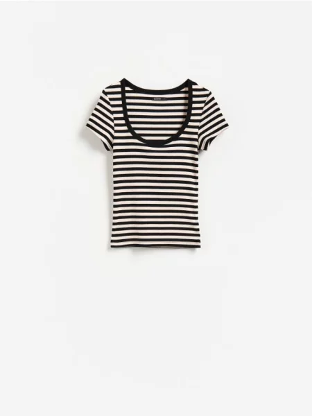 Reserved T-shirt z bawełną wielobarwny