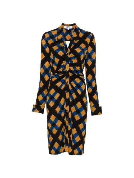 Rochie Dvf Diane Von Furstenberg în carouri cu imagine negru