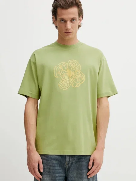 Drôle de Monsieur tricou din Slogan Hibiscus verde