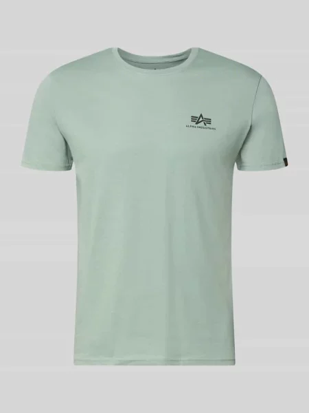 T-shirt z detalami z logo Model BASIC' Alpha Industries zielona