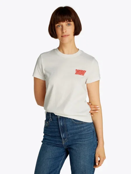 Tommy Jeans Tricou Bubble alb