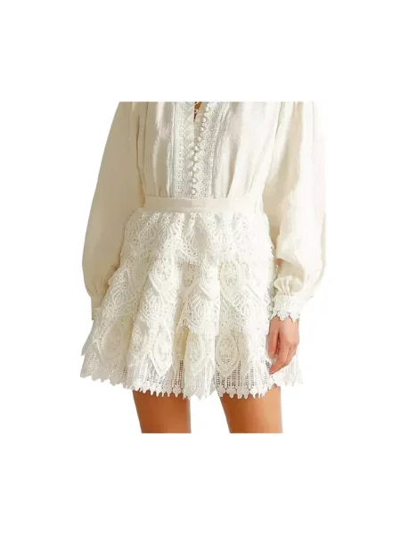 Mała mały spódnica mini Ixiah koronkowa biała