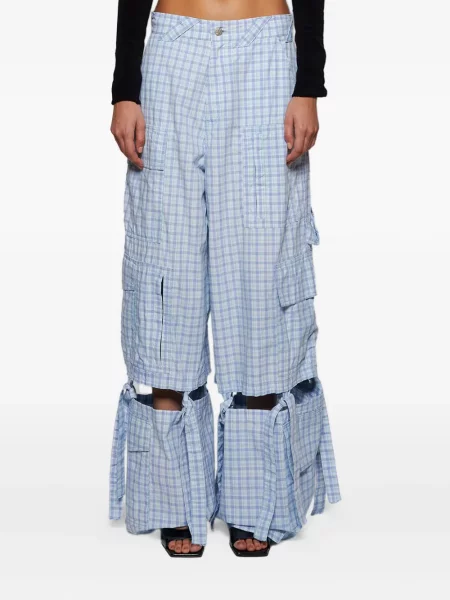 Pantaloni cargo Natasha Zinko în carouri albastru