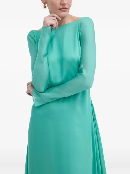 Rochie maxi Luisa Spagnoli cu volane de costum verde