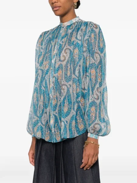 Bluză Etro de mătase cu model paisley albastru