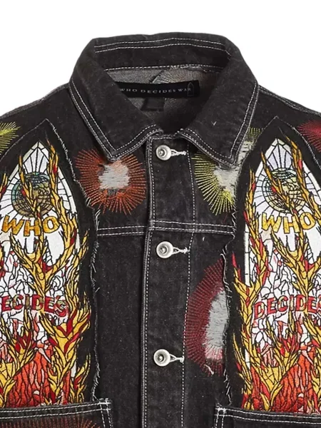 Geacă Who Decides War cu broderie negru