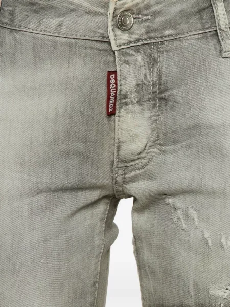 Слаб дънки skinny fit Dsquared2 с протрити краища сиво