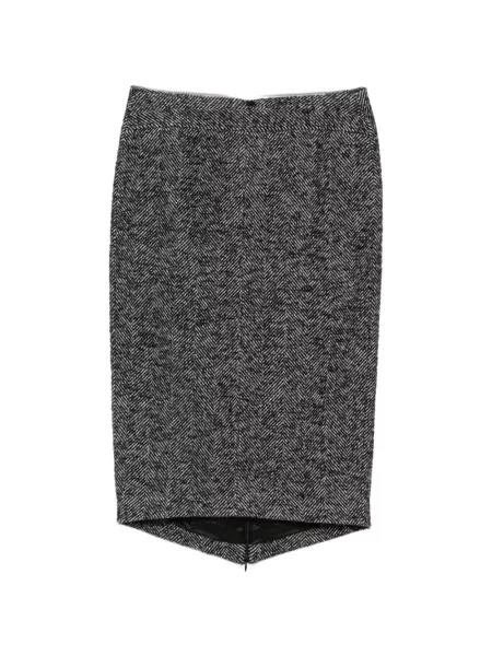 Fustă midi N°21 cu model herringbone negru