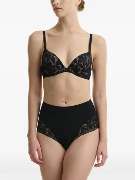 Класически бикини Wolford с висока талия с дантела черно