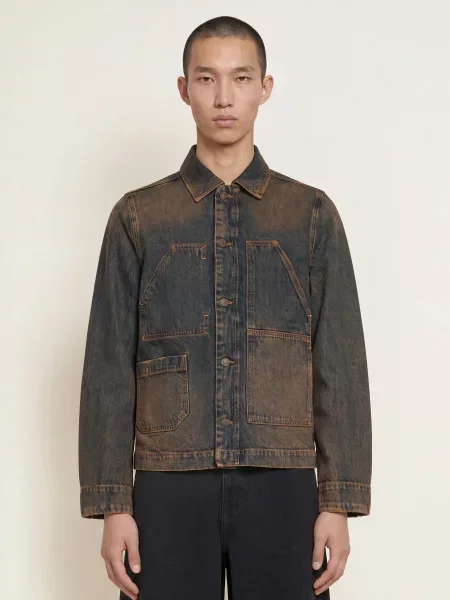Allsaints Džínová Bunda Mukesh washed brown hnědá