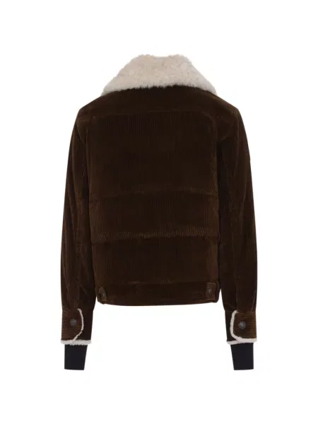 Gulerat geacă Moncler Grenoble de catifea cord maro