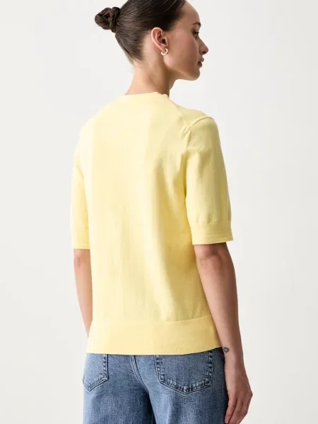 Tommy Hilfiger T-shirt swetrowy z bawełną żółta