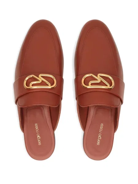 Papuci tip mules Sergio Rossi slip-on maro