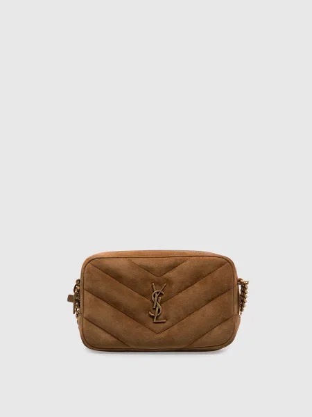 Замшева сумка крос-боді LouLou міні Saint Laurent коричнева