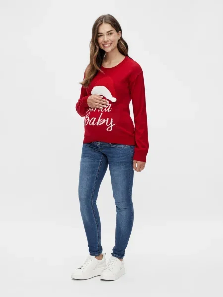 MAMALICIOUS Sveter SANTA BABY červená biela
