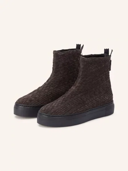 Agl Boots Na Platformě Maria Woven tmavě hnědá