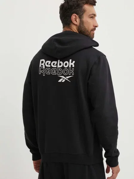 Свитер Reebok с капюшоном с принтом черный