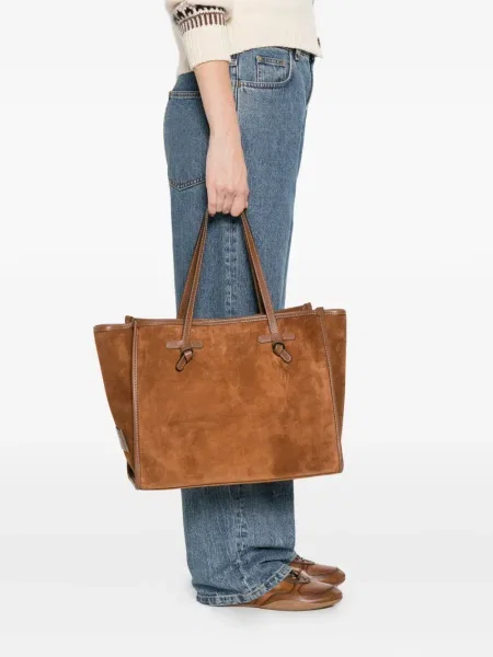 Geantă shopper Gianni Chiarini din piele de căprioară maro