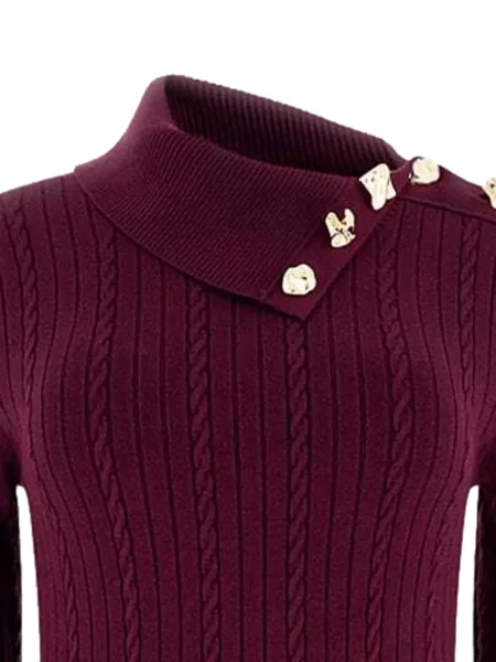 Gulerat rochie midi Guess asimetrică roșu