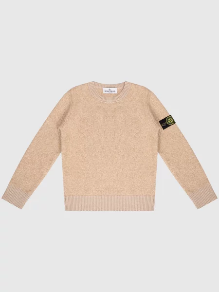 Дитячий светр з патчем логотипа Stone Island бежевий