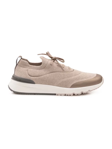 Dzianinowe sneakersy Brunello Cucinelli beżowe