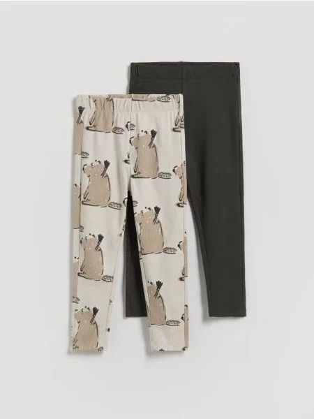 Леггинсы Reserved в рубчик серые