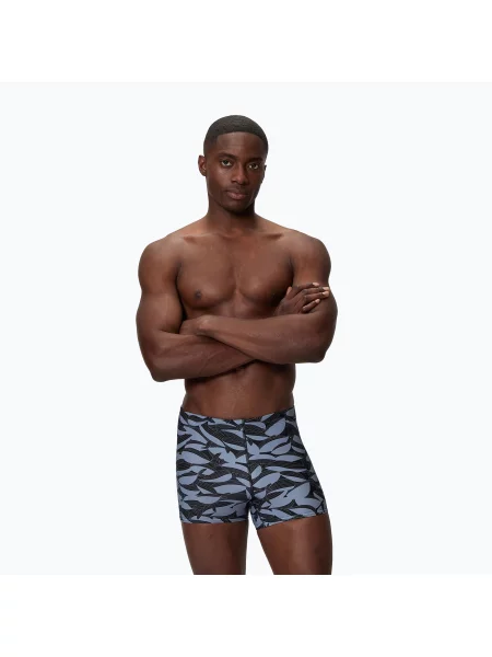 Boxeri de baie pentru bărbați Speedo Print Beachstar Square Leg Anthracite/Coin Grey gri