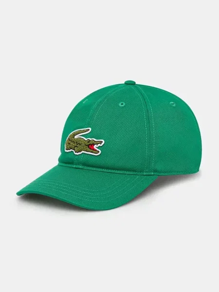 Шапка с козирка Lacoste с апликация зелено