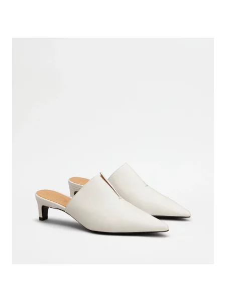 Klapki mules Tod's skórzane białe