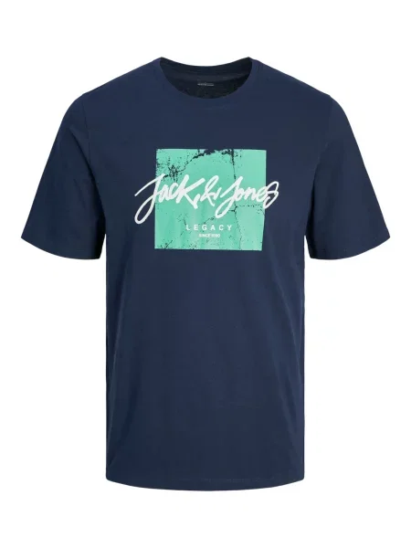 JACK & JONES Marškinėliai Tiley Nolan tamsiai mėlyna / raudona / juoda balta