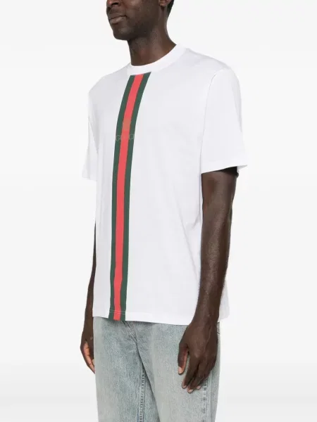 Tricou Gucci cu dungi cu imagine alb