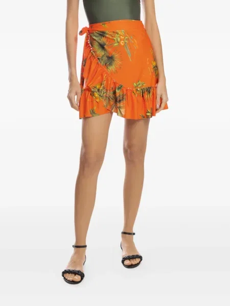 Mała spódnica mini Lygia & Nanny z falbankami kopertowa pomarańczowa
