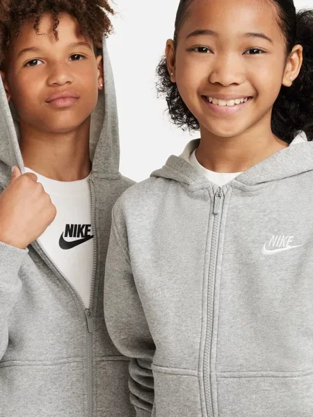 Nike melegítőfelső kapucnival gyerek Sportswear Club Fleece szürke