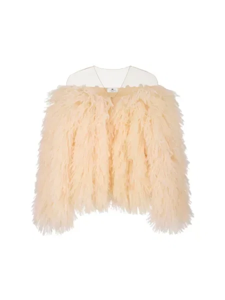 Marynarka Elisabetta Franchi z frędzli tiulowa żółta