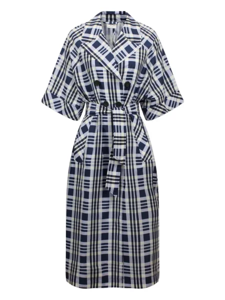 Płaszcz Baum Und Pferdgarten w kratkę dwurzędowy niebieski