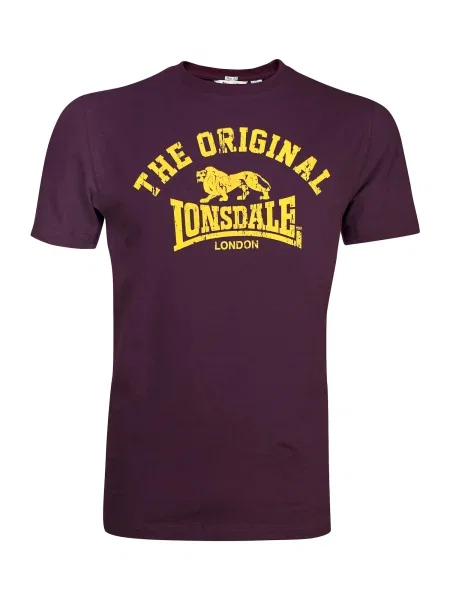 LONSDALE Tricou galben / vin roșu