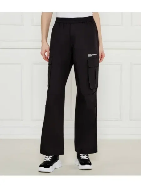 Karl Lagerfeld Jeans pantaloni femei drept high waist negru