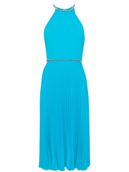 Rochie midi Nissa plisată până la genunchi de costum albastru