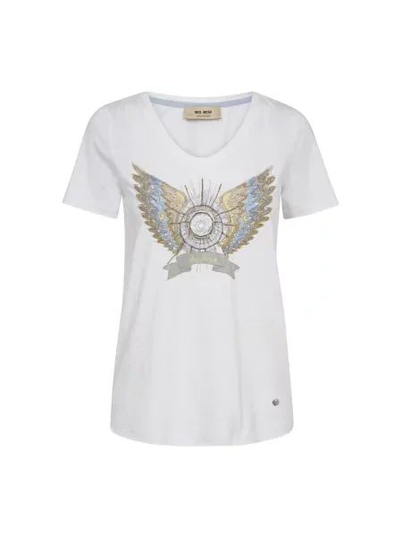 T-shirt z obszyciem z ozdobnych kamieni model ‘GETHI’ Mos Mosh biała