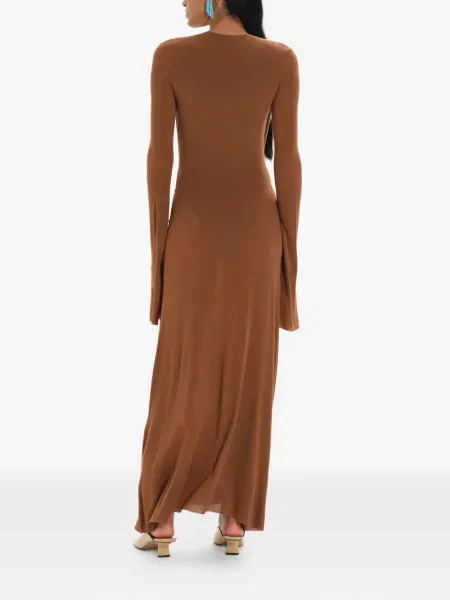 Rochie maxi Manuri cu volane maro