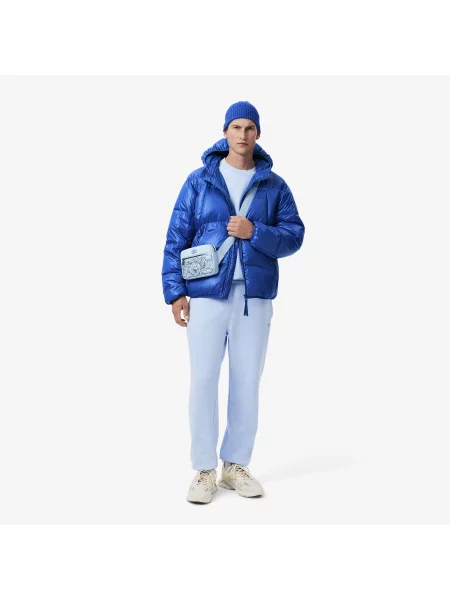 Lacoste Krótka Wodoodporna Kurtka Puchowa niebieska
