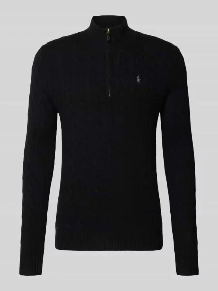 Sweter z dzianiny z mieszanki bawełny i kaszmiru ze stójką Polo Ralph Lauren czarny